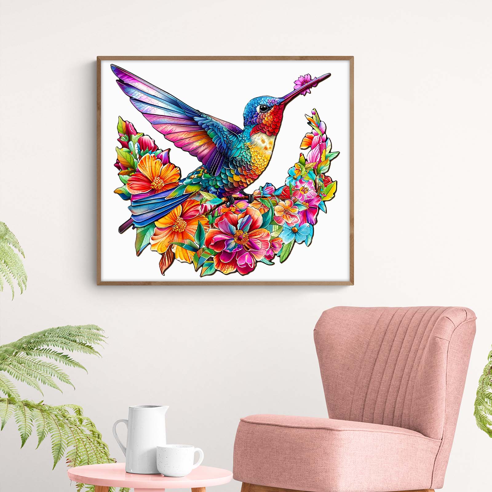Wooden Jigsaw Puzzle - Flowers and Hummingbird - Image 8