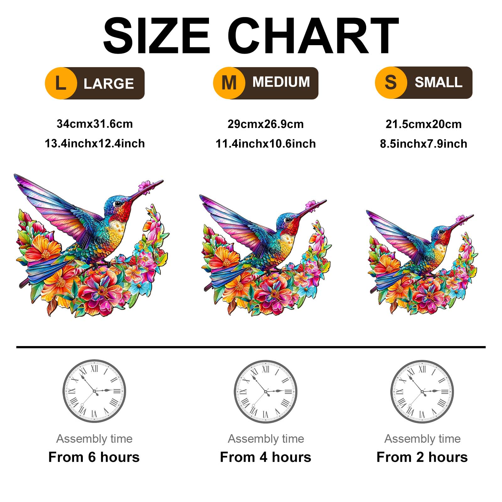 Wooden Jigsaw Puzzle - Flowers and Hummingbird - Image 3