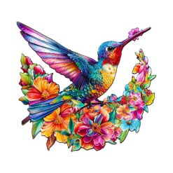 Wooden Jigsaw Puzzle - Flowers and Hummingbird