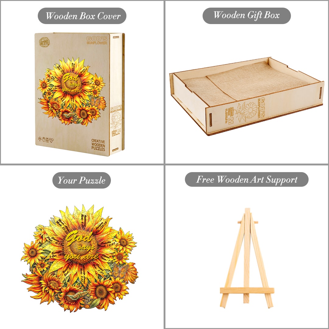 Wooden Jigsaw Puzzle - God's Sunflower - Image 4