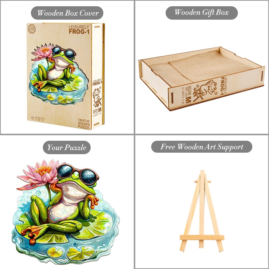 Wooden Jigsaw Puzzle - Leisurely Frog 1 - Image 4