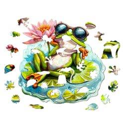 Alternative view of Wooden Jigsaw Puzzle - Leisurely Frog 1