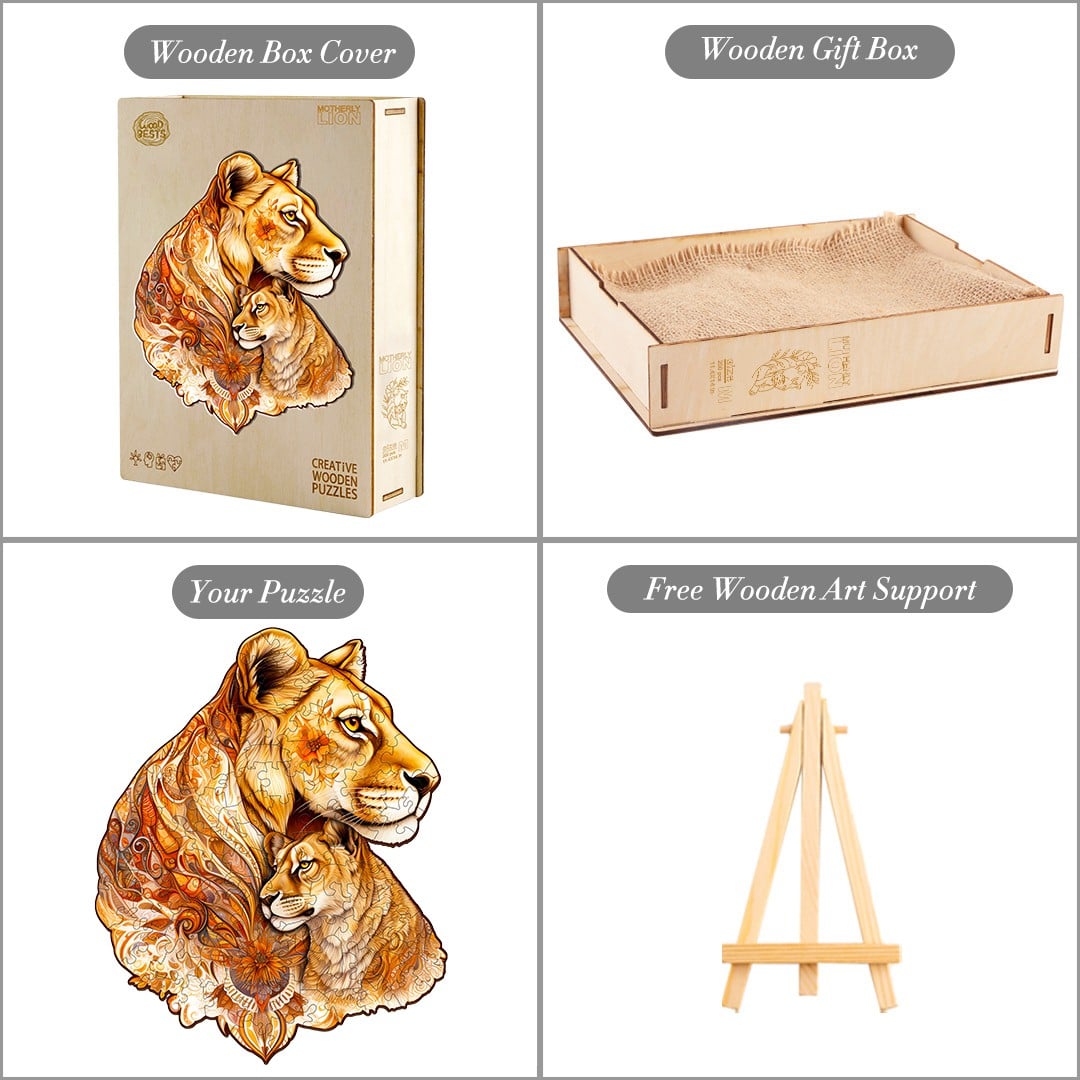 Wooden Jigsaw Puzzle - Motherly Lion - Image 4