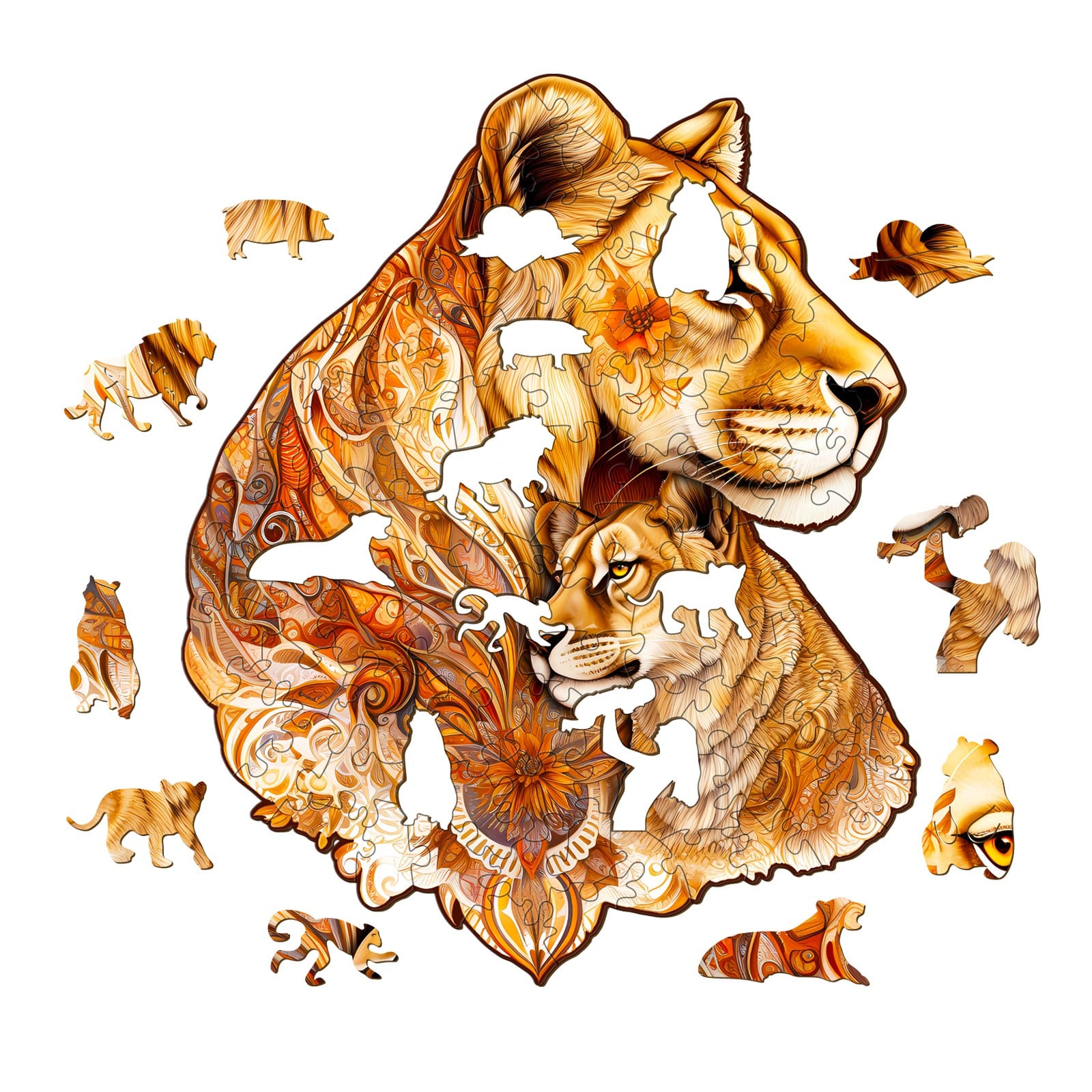 Wooden Jigsaw Puzzle - Motherly Lion - Image 2