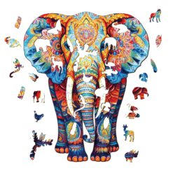 Alternative view of Wooden Jigsaw Puzzle - Orange Elephant