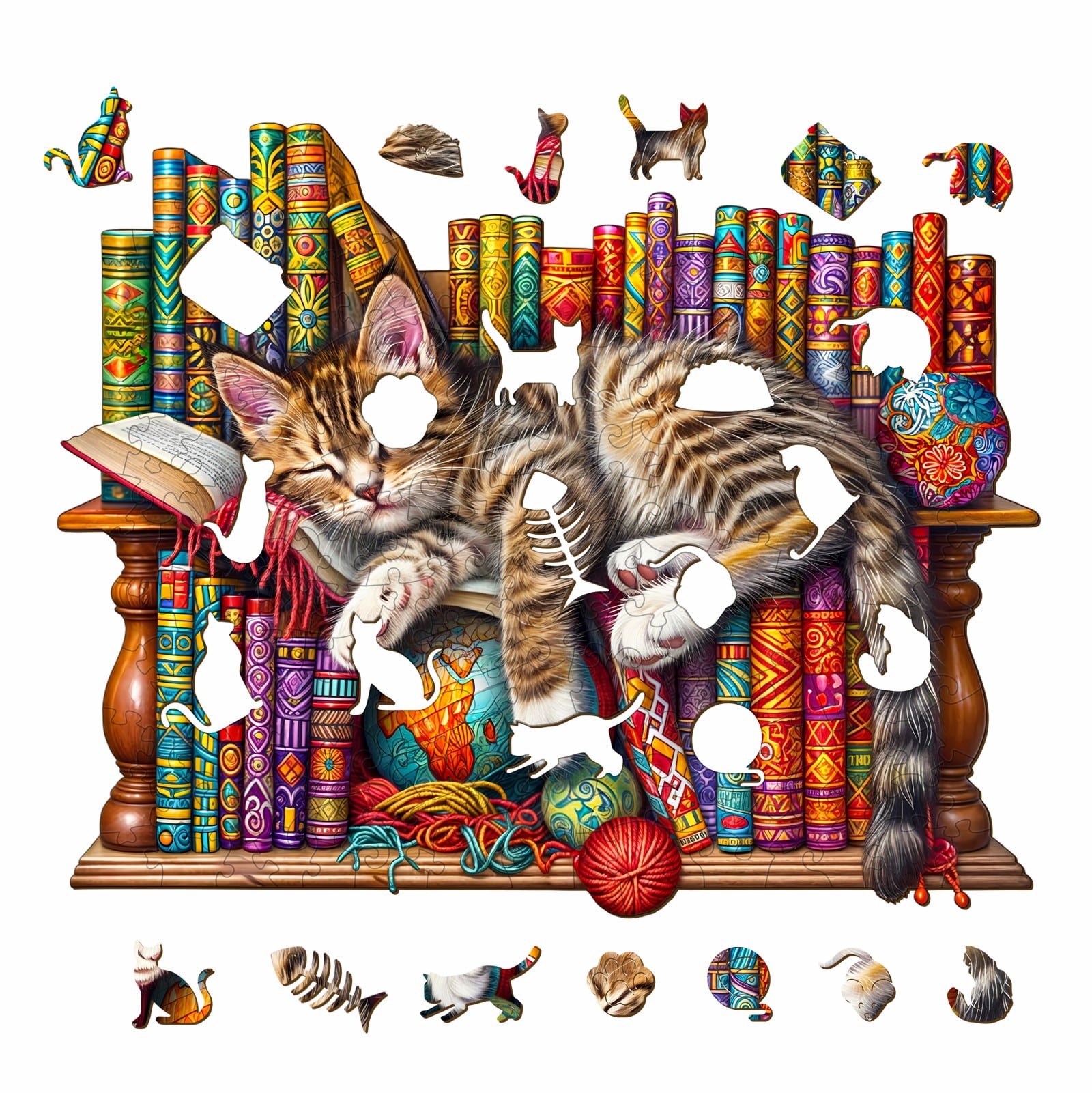 Wooden Jigsaw Puzzle - Sleepy Cat - Image 2