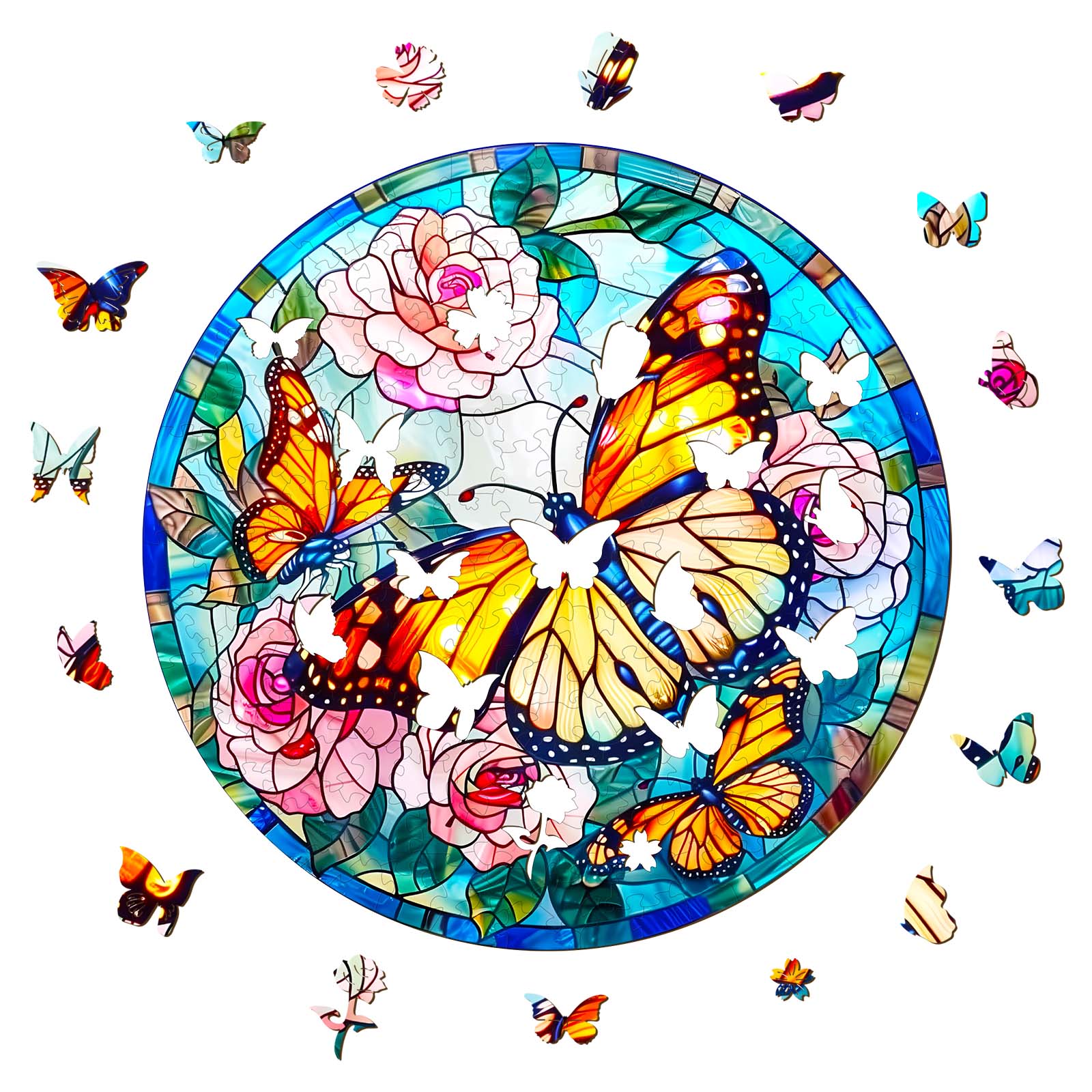 Wooden Jigsaw Puzzle - Stained Glass Butterfly - Image 2