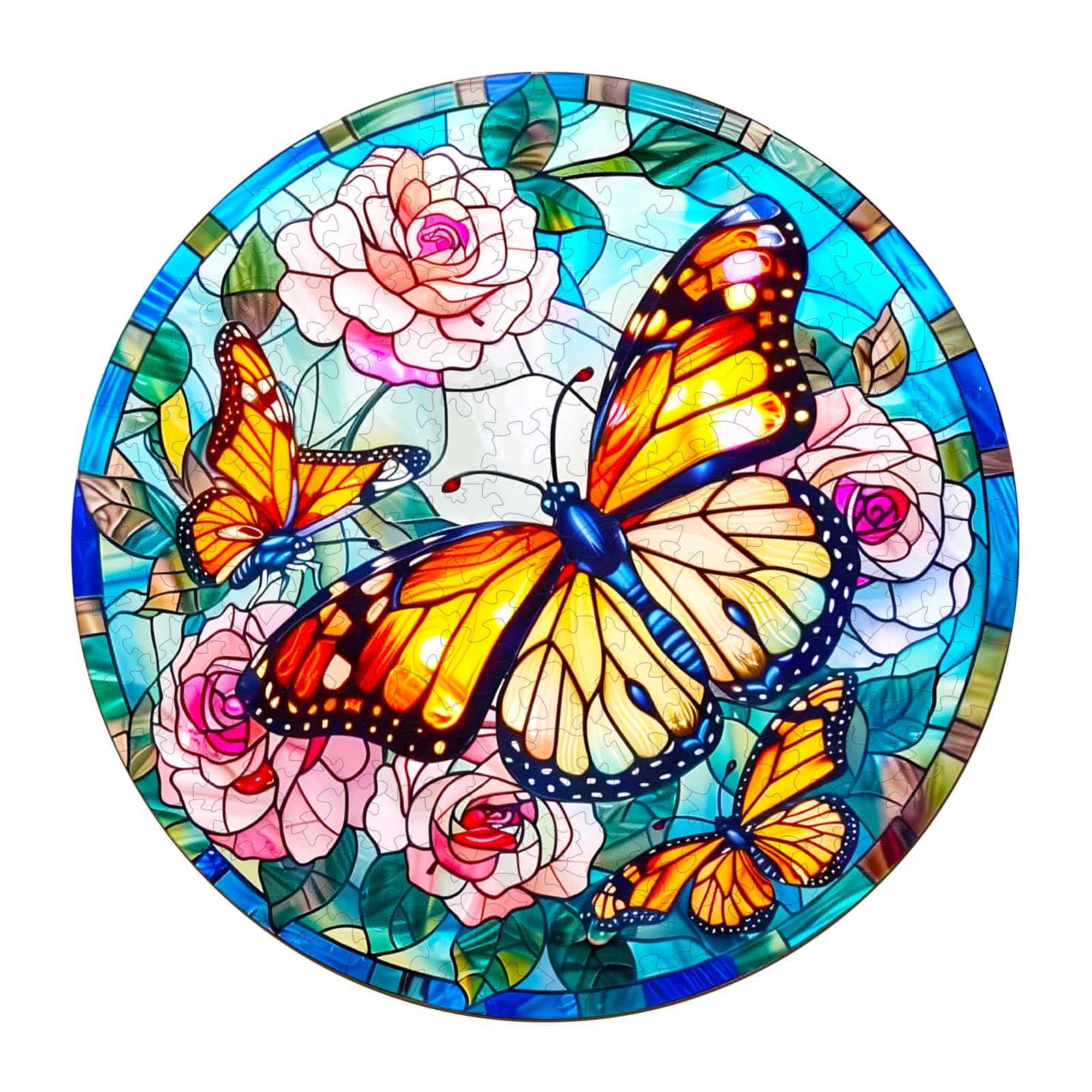 Wooden Jigsaw Puzzle - Stained Glass Butterfly