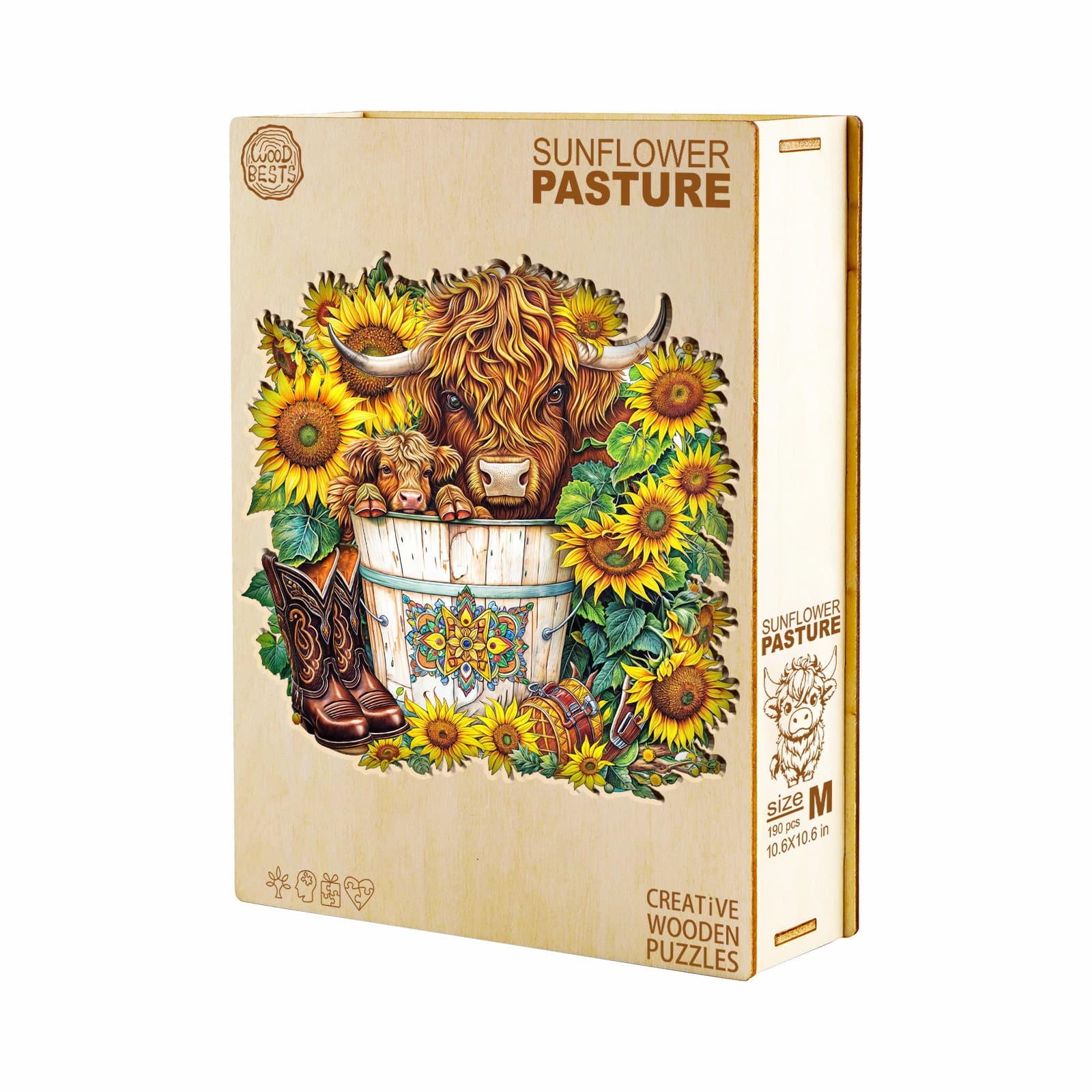 Wooden Jigsaw Puzzle - Sunflower Pasture - Image 5