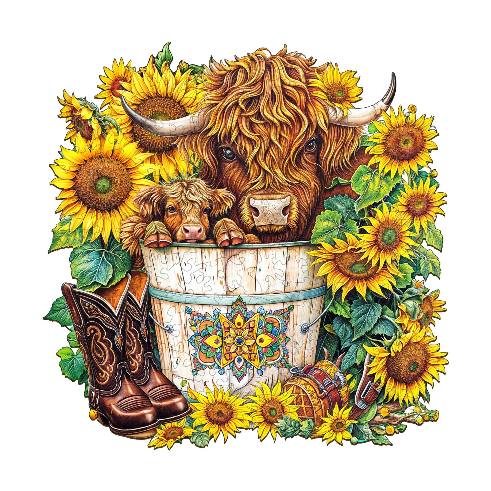 Wooden Jigsaw Puzzle - Sunflower Pasture