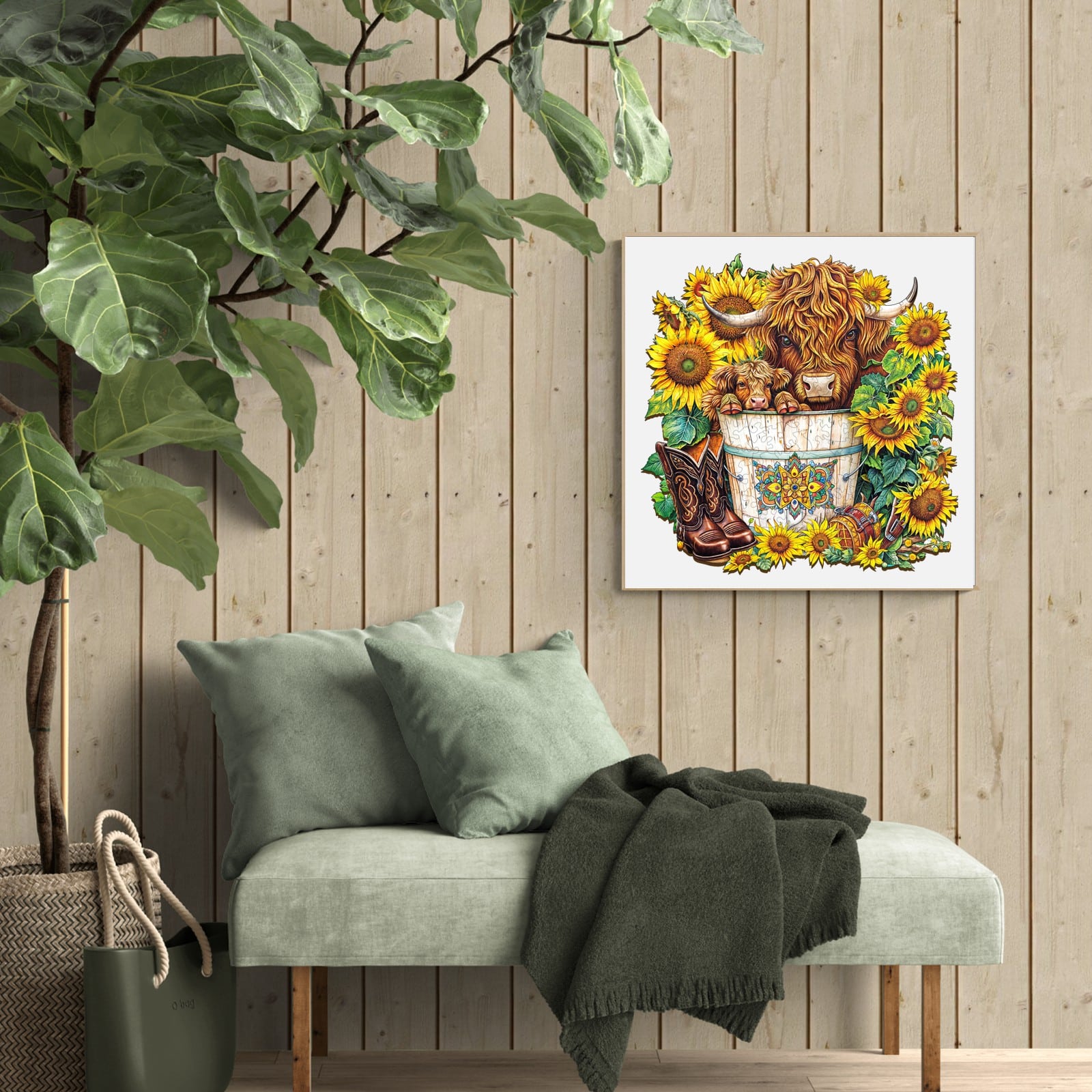 Wooden Jigsaw Puzzle - Sunflower Pasture - Image 7