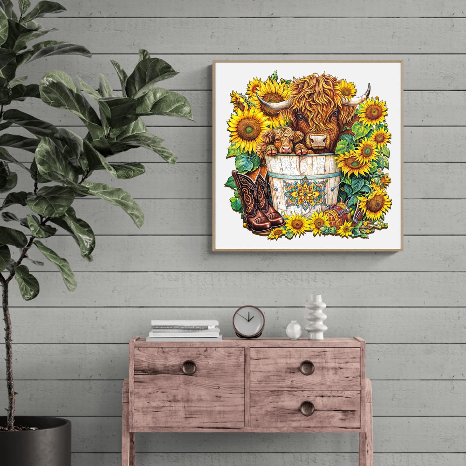 Wooden Jigsaw Puzzle - Sunflower Pasture - Image 8