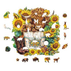 Alternative view of Wooden Jigsaw Puzzle - Sunflower Pasture