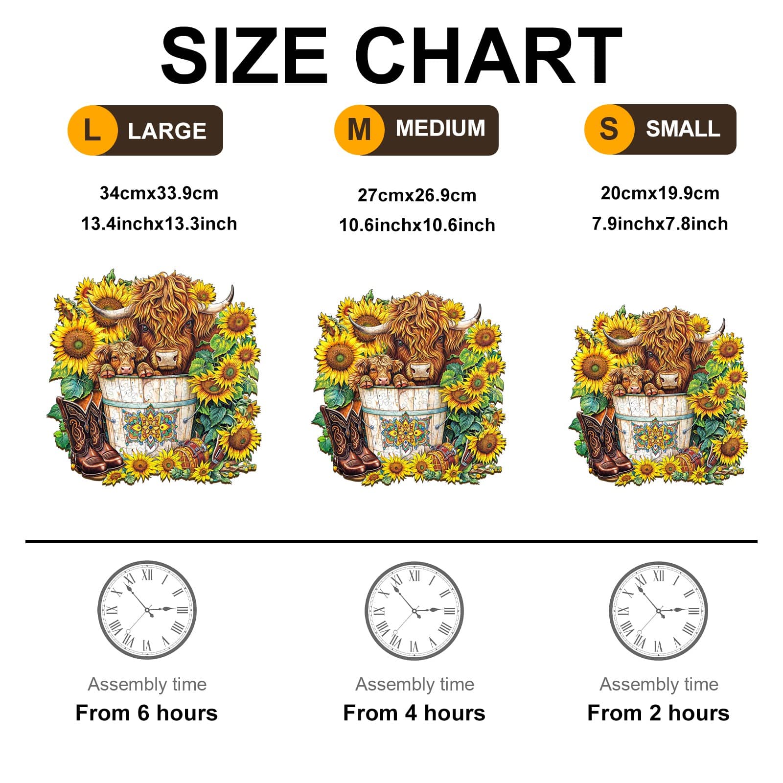 Wooden Jigsaw Puzzle - Sunflower Pasture - Image 3