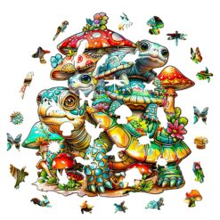 Alternative view of Wooden Jigsaw Puzzle - Turtle Family