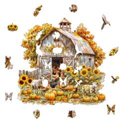 Alternative view of Wooden Jigsaw Puzzle-Autumn Farm