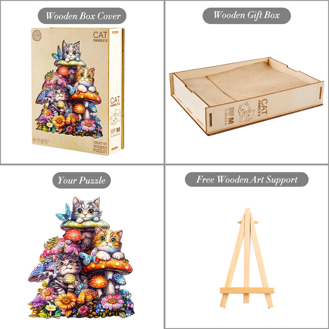 Wooden Jigsaw Puzzle - Cat Family 2 - Image 4