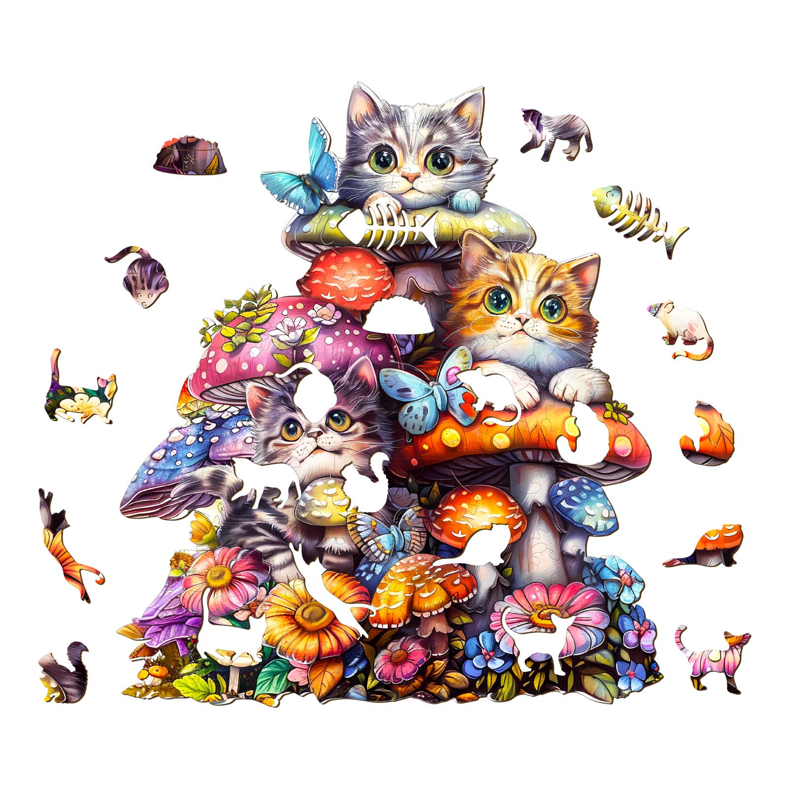 Wooden Jigsaw Puzzle - Cat Family 2 - Image 2