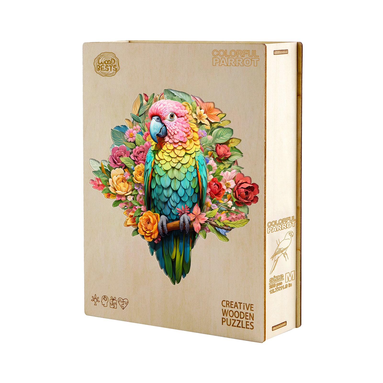 Wooden Jigsaw Puzzle - Colorful Parrot - Image 5