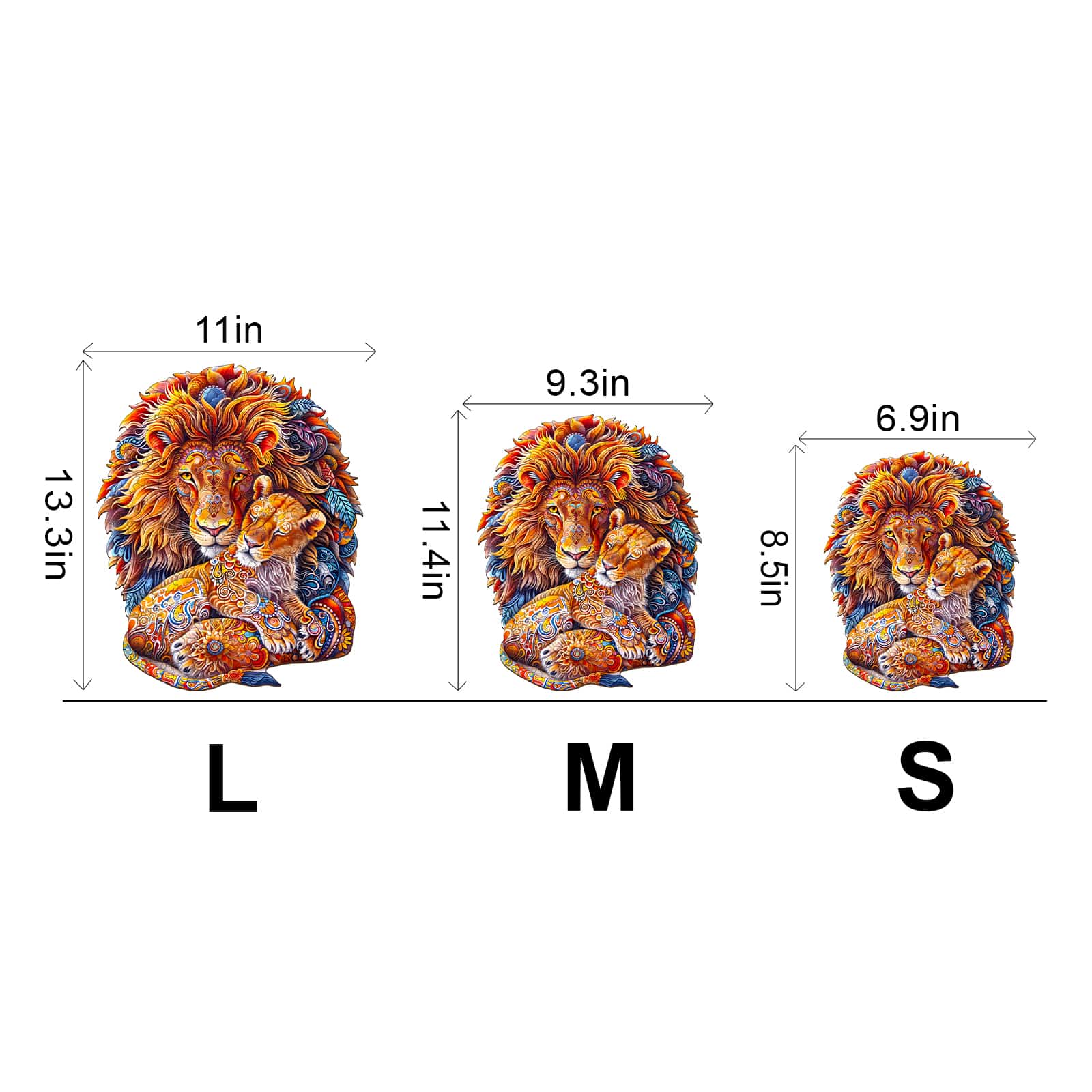 Wooden Jigsaw Puzzle - Fatherly Lion - Image 3