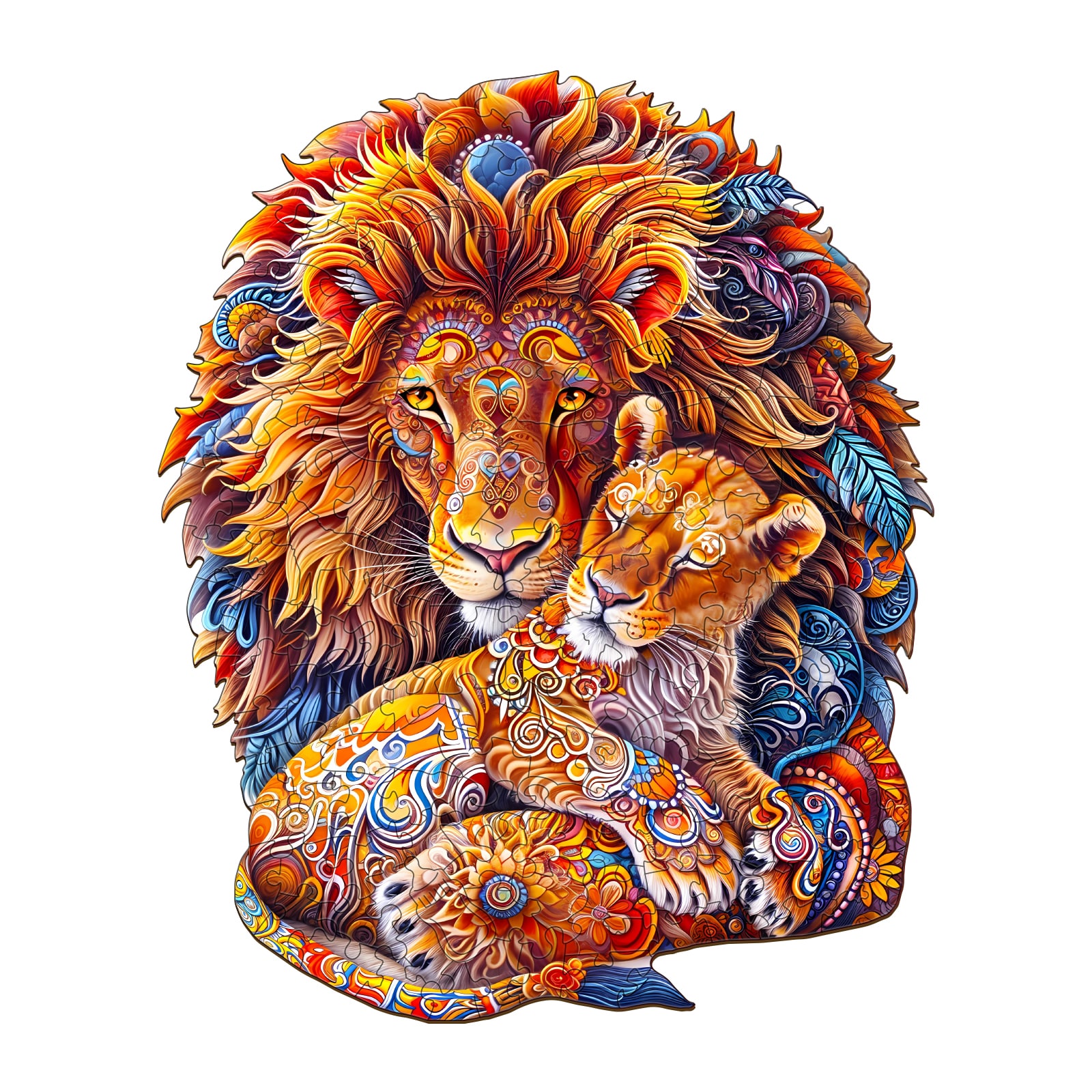 Wooden Jigsaw Puzzle - Fatherly Lion