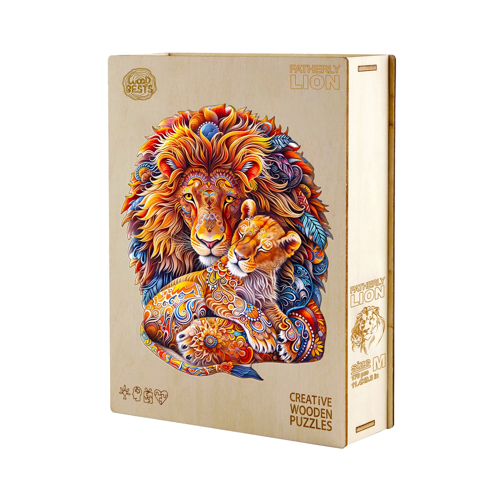 Wooden Jigsaw Puzzle - Fatherly Lion - Image 5