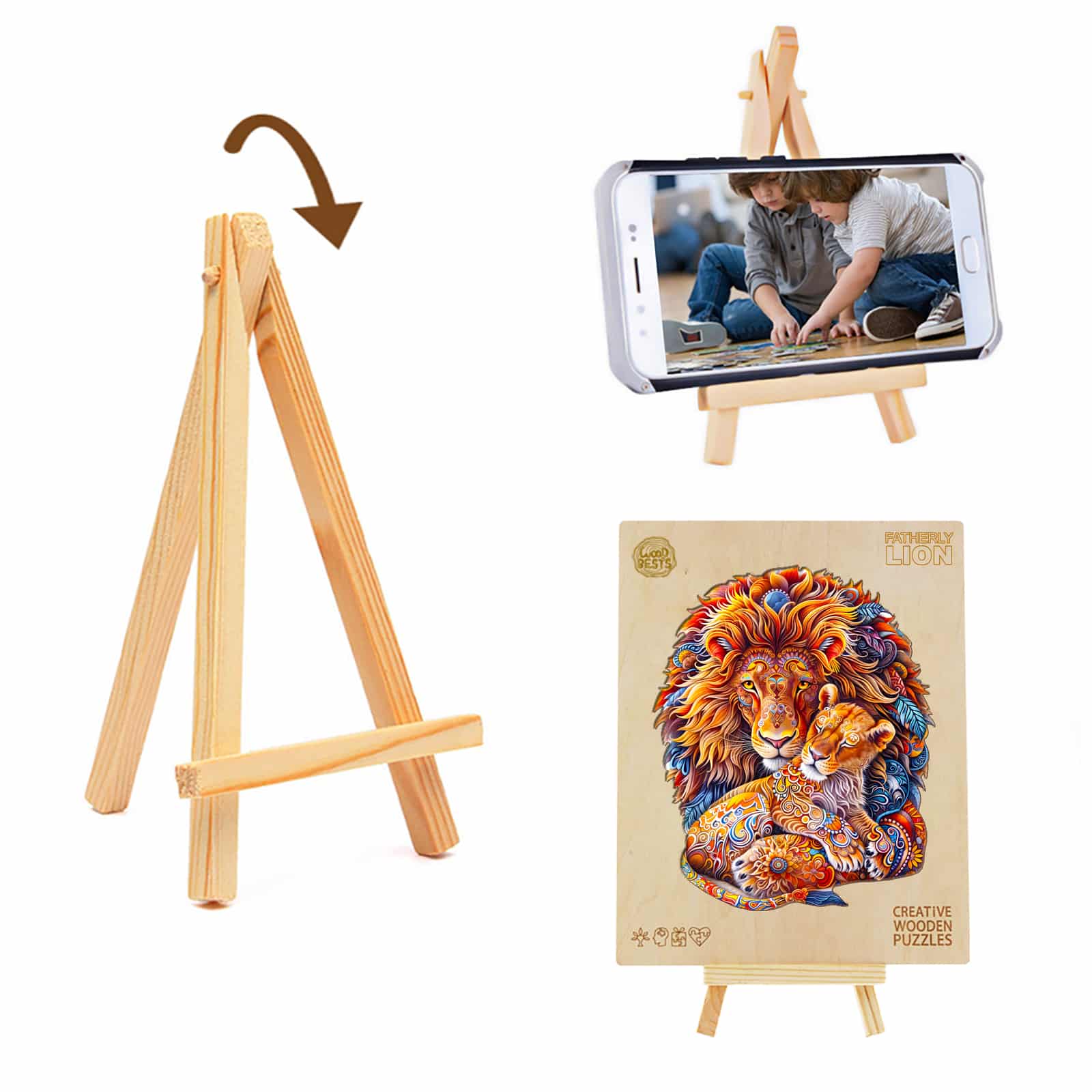 Wooden Jigsaw Puzzle - Fatherly Lion - Image 6