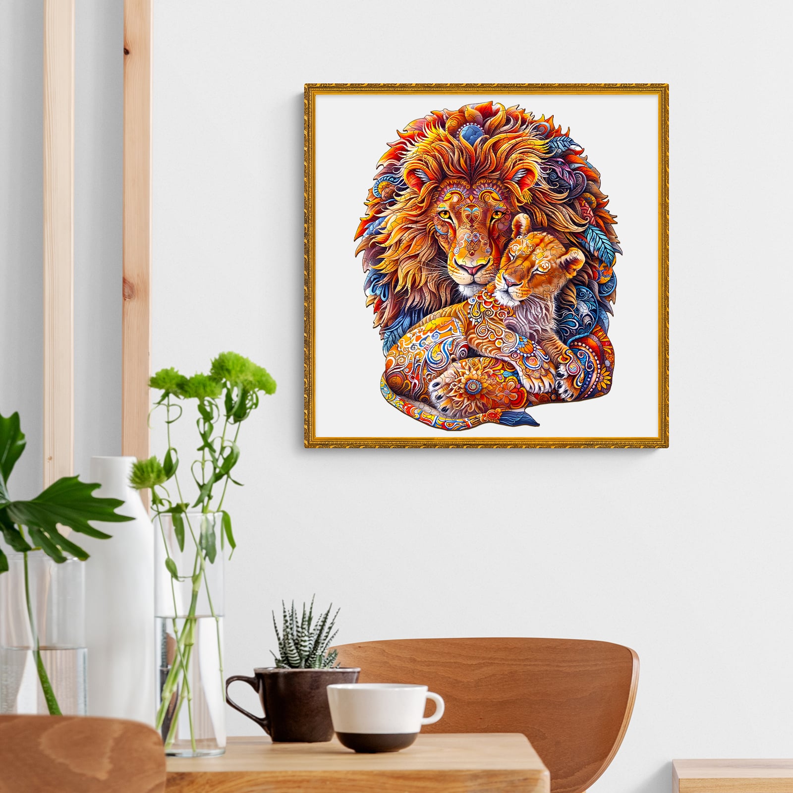 Wooden Jigsaw Puzzle - Fatherly Lion - Image 7