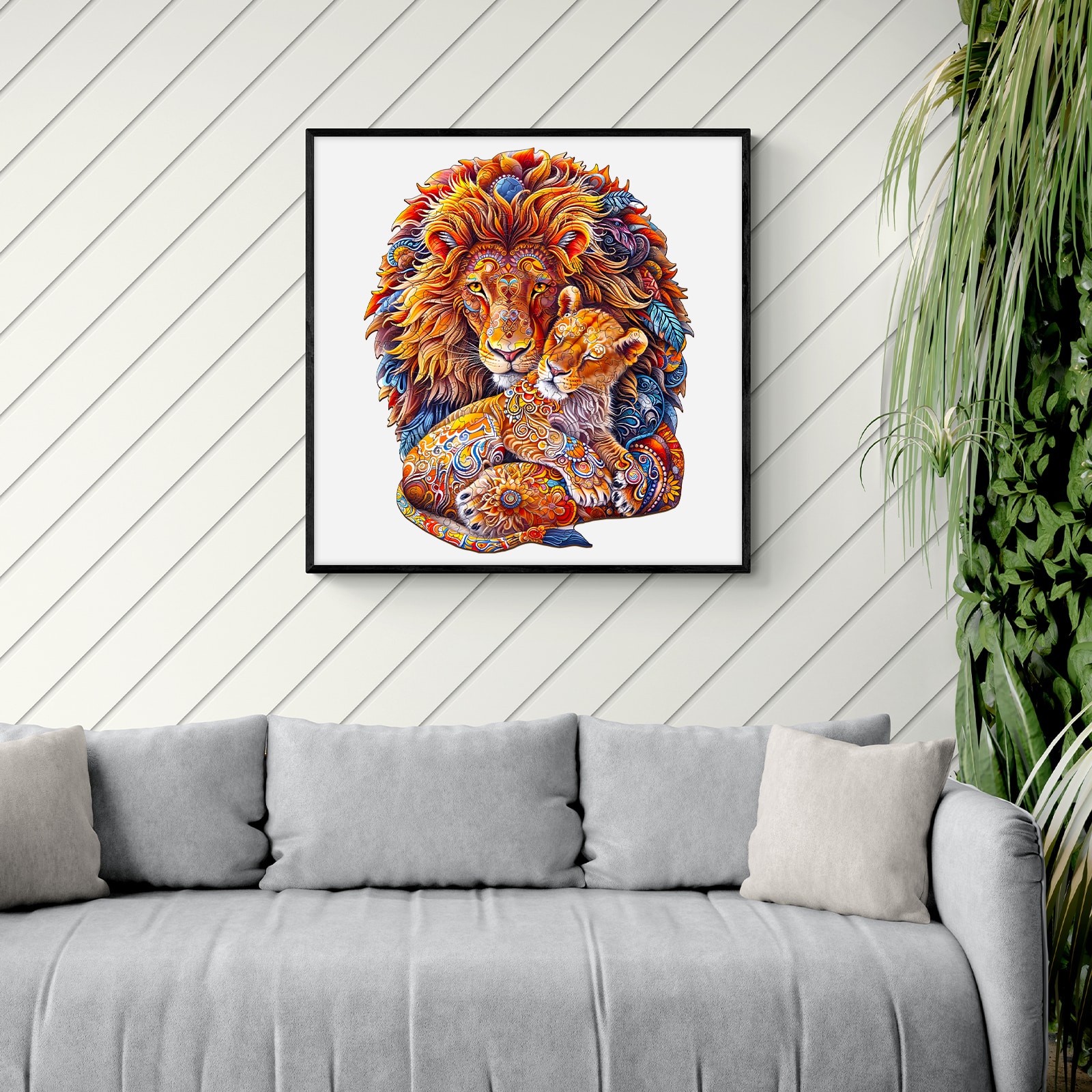 Wooden Jigsaw Puzzle - Fatherly Lion - Image 8
