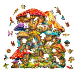 Alternative view of Wooden Jigsaw Puzzle - Mushroom House