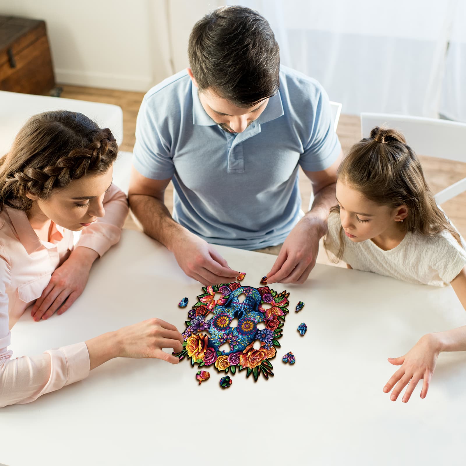 Wooden Jigsaw Puzzle-Painted Skull Head - Image 6