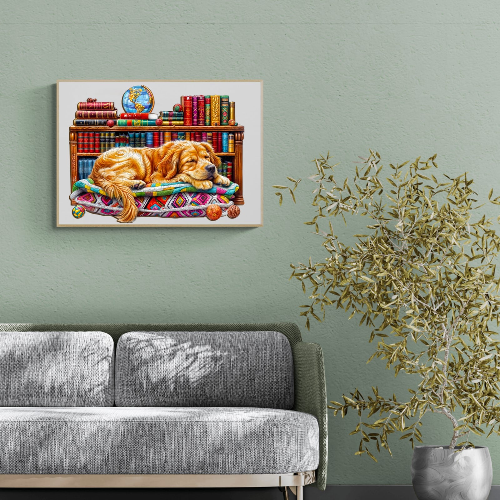 Wooden Jigsaw Puzzle-Sleeping Golden Retriever - Image 7