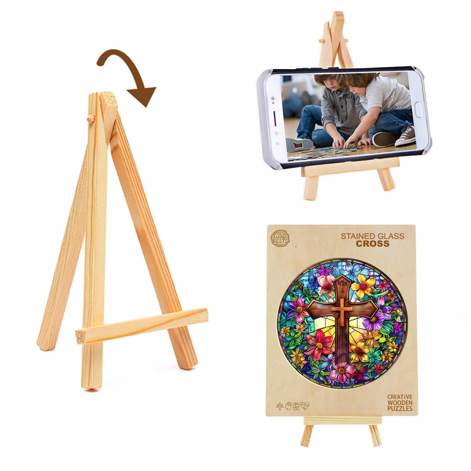 Wooden Jigsaw Puzzle - Stained Glass Cross - Image 6