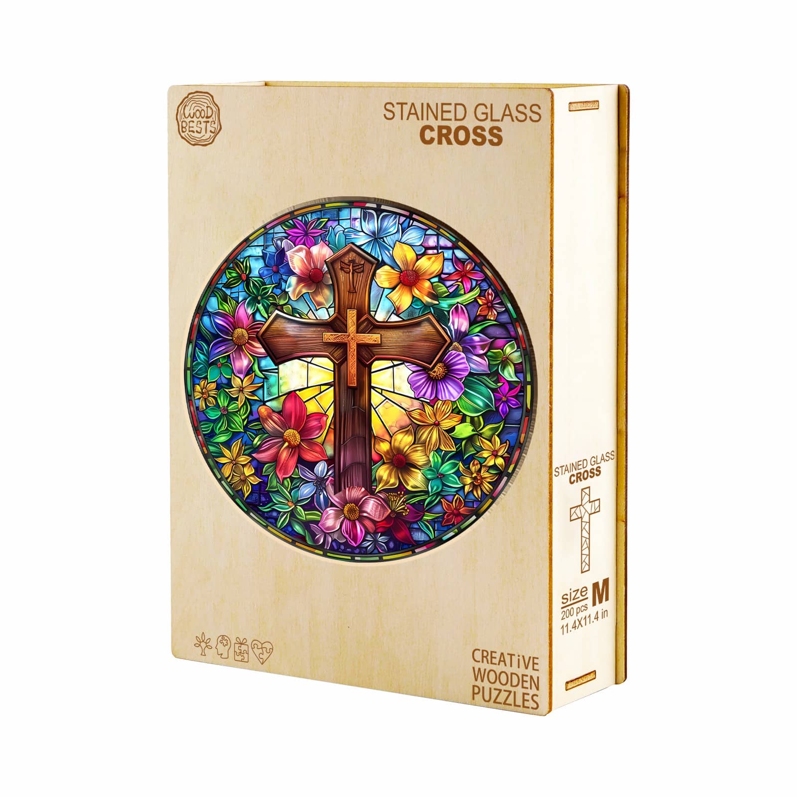 Wooden Jigsaw Puzzle - Stained Glass Cross - Image 5