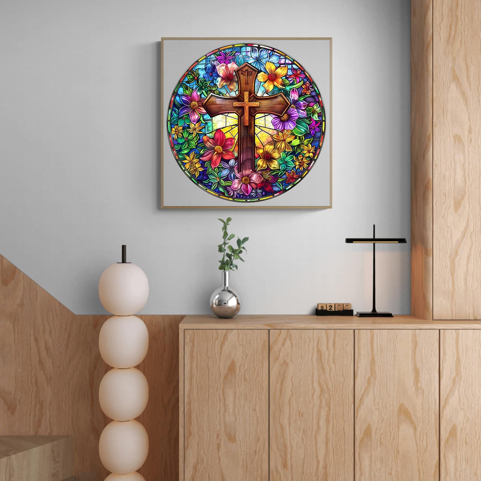 Wooden Jigsaw Puzzle - Stained Glass Cross - Image 7