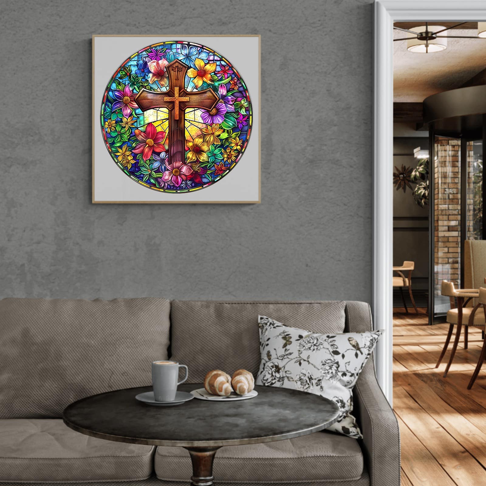 Wooden Jigsaw Puzzle - Stained Glass Cross - Image 8