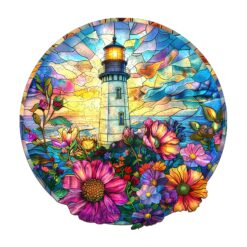 Wooden Jigsaw Puzzle - Stained Glass Lighthouse