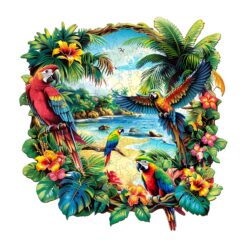 Wooden Jigsaw Puzzle-Tropical Parrot