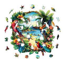 Alternative view of Wooden Jigsaw Puzzle-Tropical Parrot