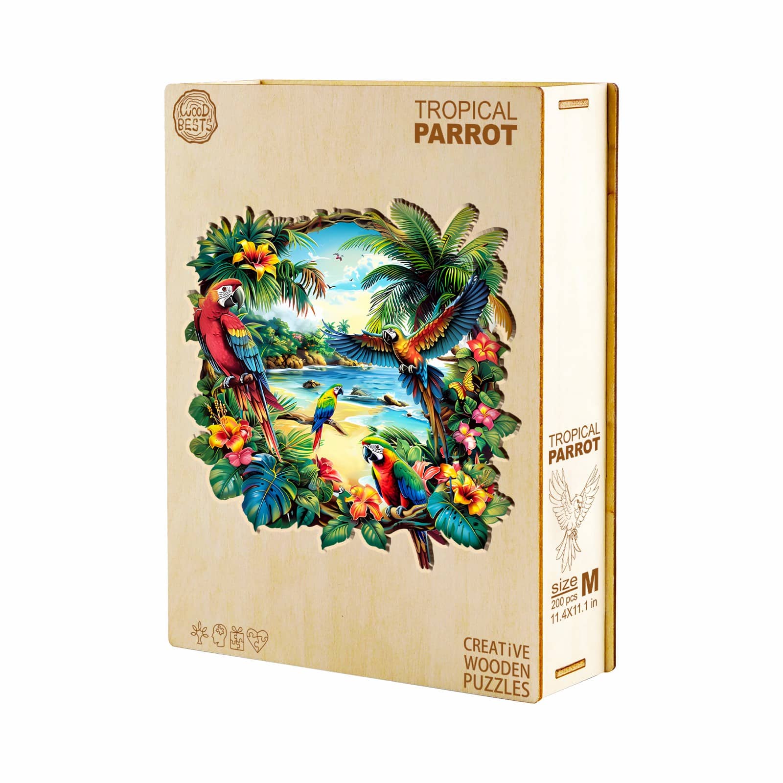 Wooden Jigsaw Puzzle-Tropical Parrot - Image 3