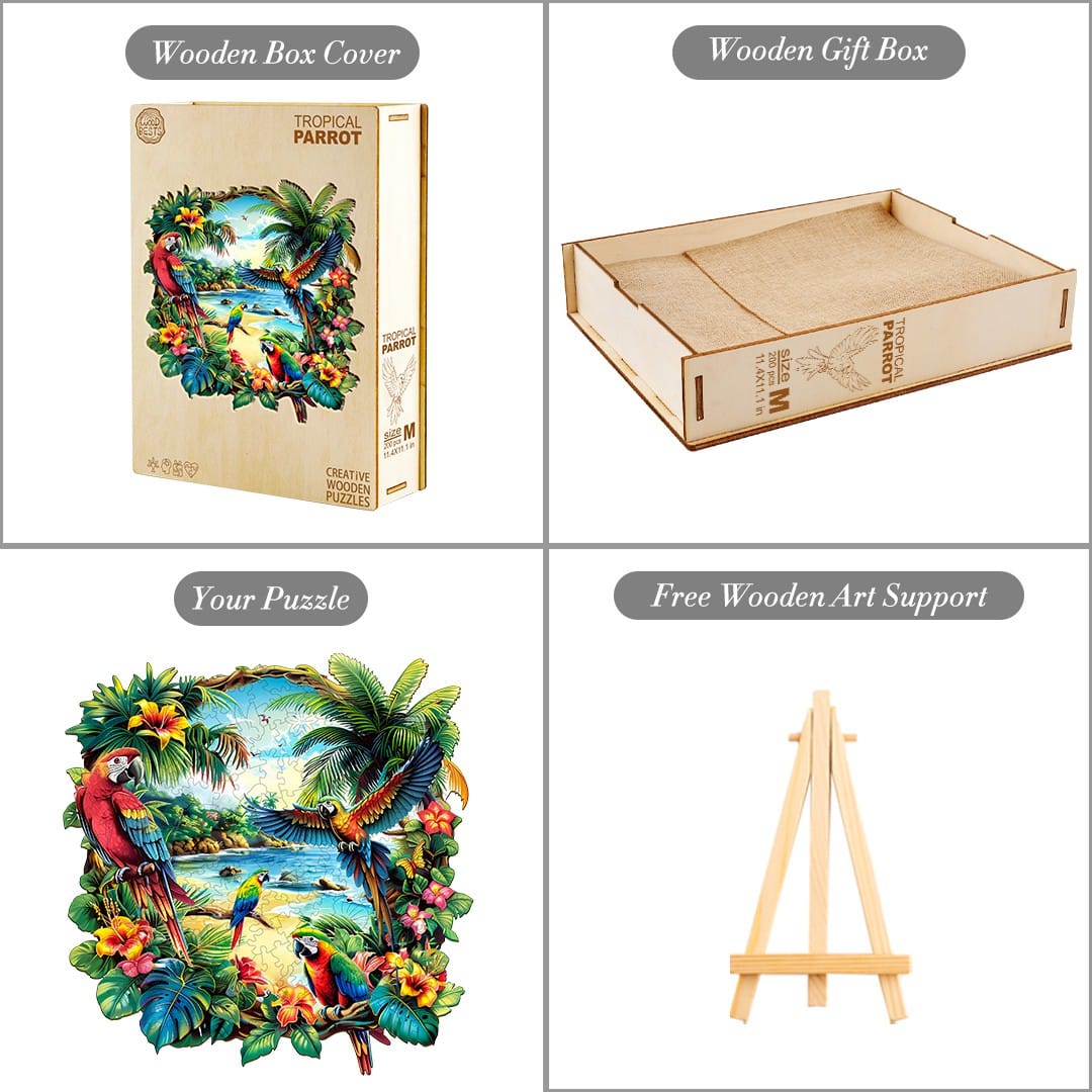 Wooden Jigsaw Puzzle-Tropical Parrot - Image 4