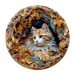 Wooden Jigsaw Puzzle-3D Cave Cat