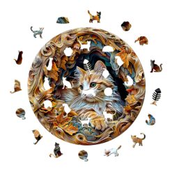 Alternative view of Wooden Jigsaw Puzzle-3D Cave Cat