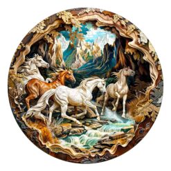 Wooden Jigsaw Puzzle-3D Cave Horse