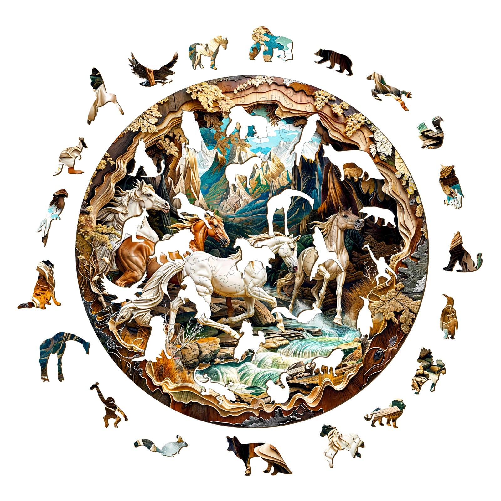 Wooden Jigsaw Puzzle-3D Cave Horse - Image 2