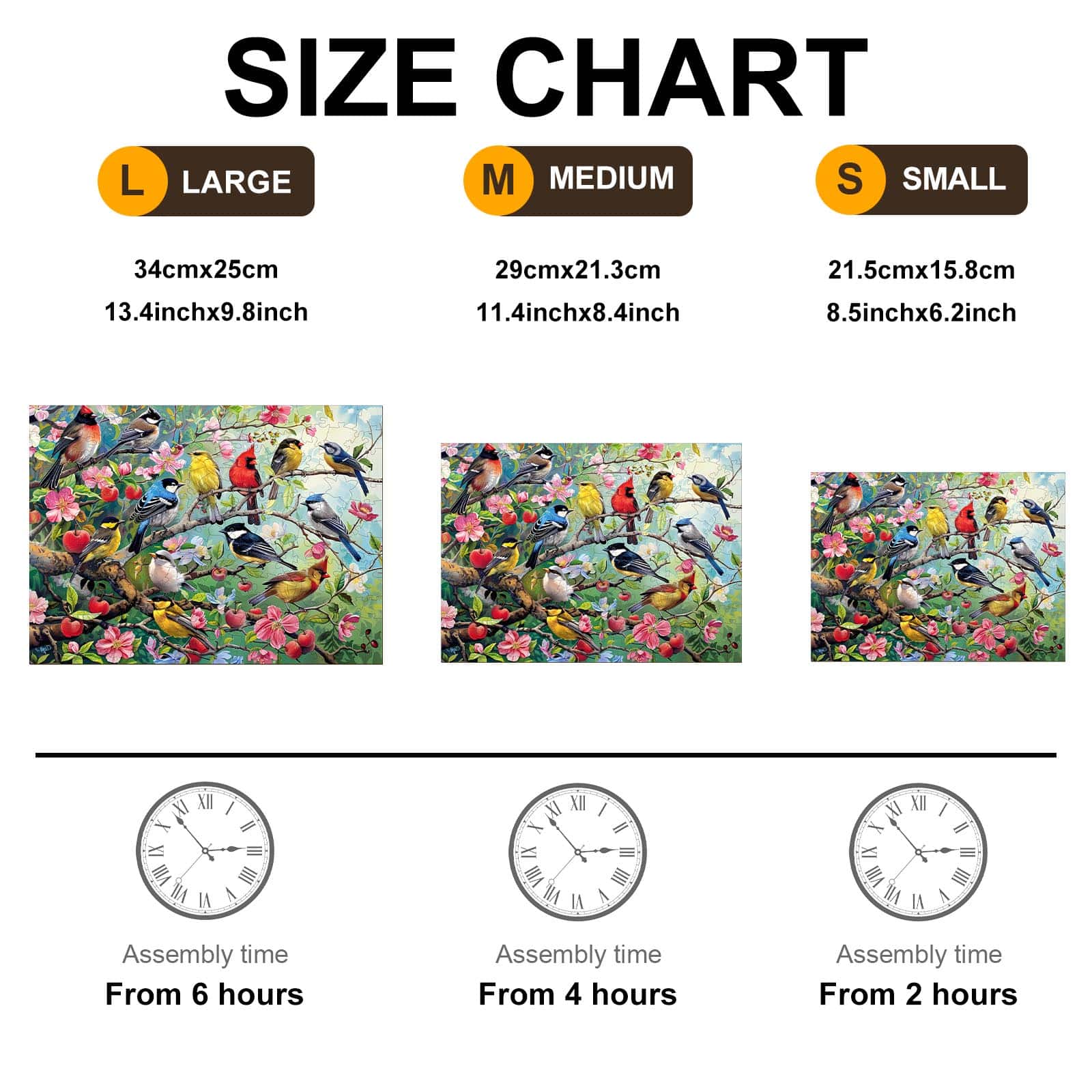 Wooden Jigsaw Puzzle-Birds in the Orchard - Image 6