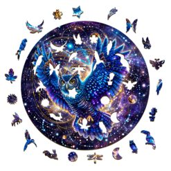 Alternative view of Wooden Jigsaw Puzzle-Galaxy Owl