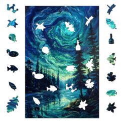 Alternative view of Wooden Jigsaw Puzzle-Night Aurora 2