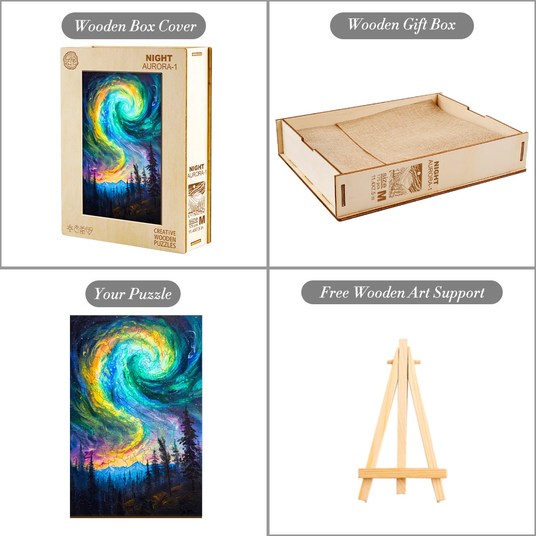 Wooden Jigsaw Puzzle-Night Aurora - Image 4