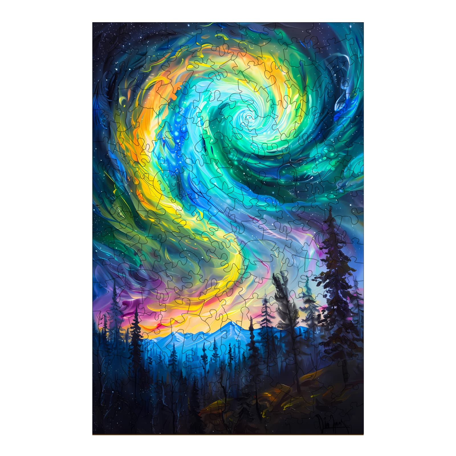 Wooden Jigsaw Puzzle-Night Aurora